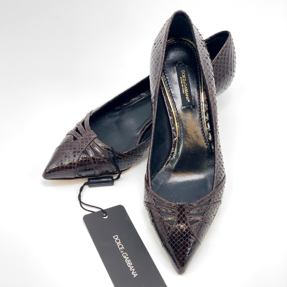 NIB DOLCE & GABBANA Python Leather Kitten Heels
